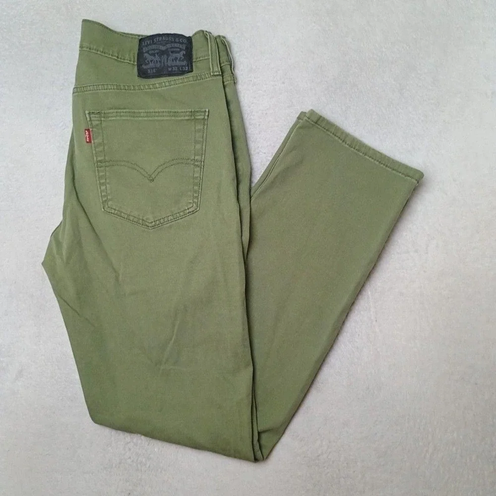 Levis 514 Jeans Mens 32x32 Olive Green Straight Stretch Denim Regular Fit Work